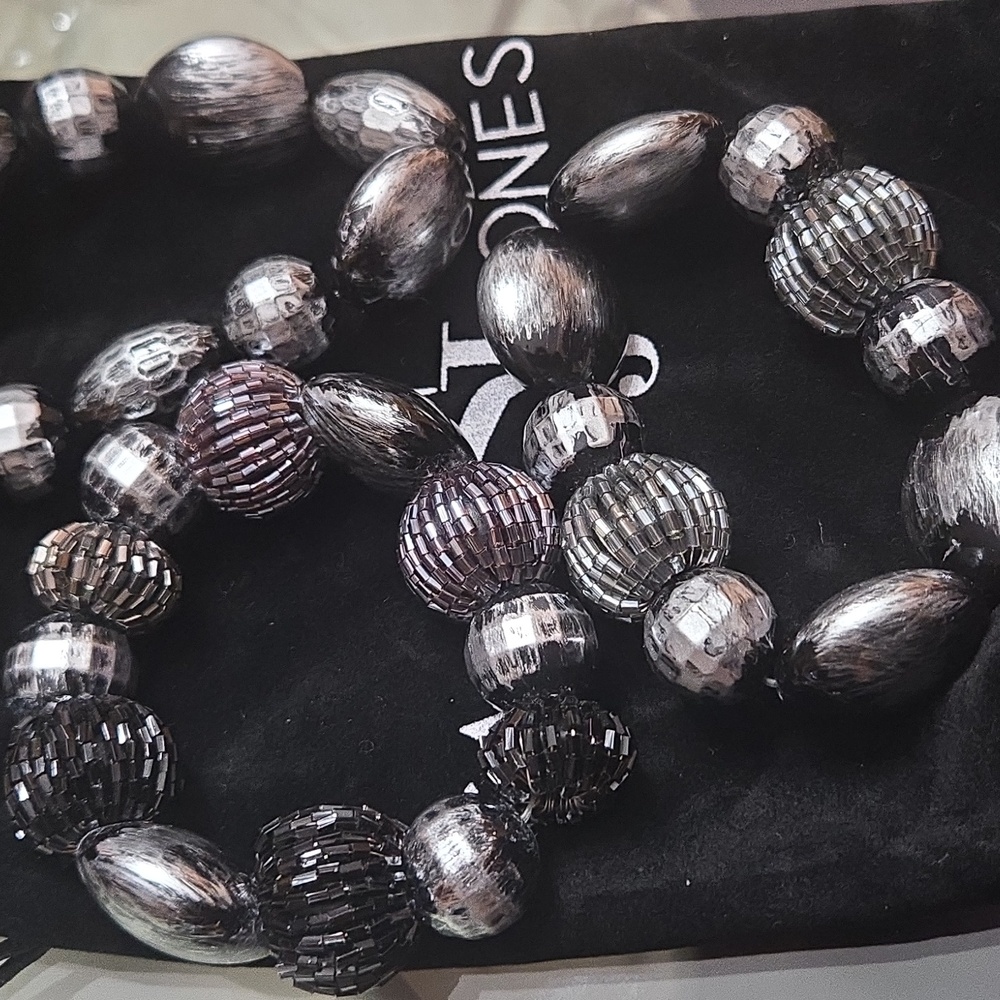 Silver and Black Beaded Necklace